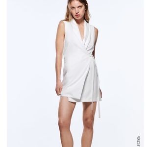 Zara White Mini Tied Wrap Dress